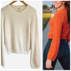 The Korner Ribbed Sweater Off White Cream Color